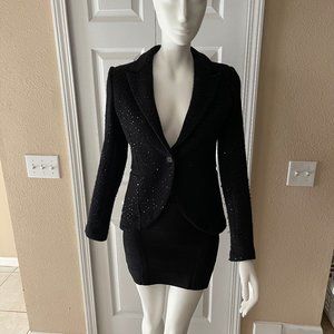 BCBG BLACK SEQUIN WOMEN JACKET, SIZE XS